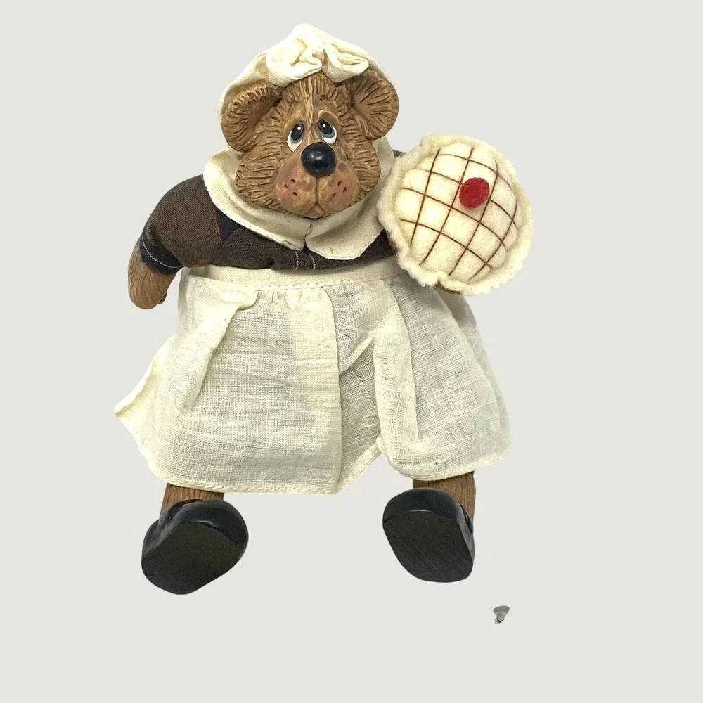 Russ Berrie Figurines Brown Pilgrim Bears Thanksgiving Harvest Vintage